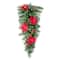 Glitzhome® 3ft. Pre-Lit Pine, Poinsettia & Berries Christmas Teardrop Swag
